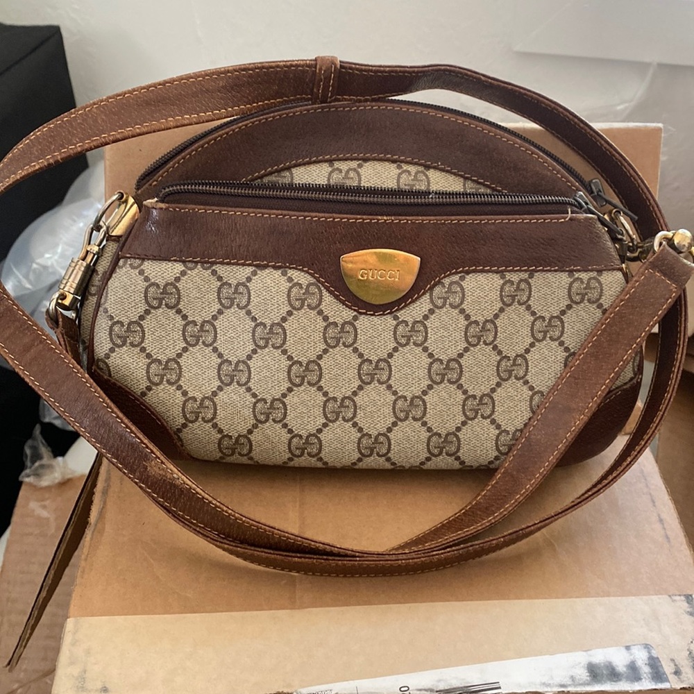Gucci Vintage Supreme Brown Coated Canvas Cross Body